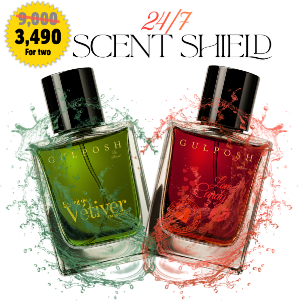 Gulposh 24/7 Scent Shield Combo | Extreme Long-Lasting Perfume Duo for All Day & Night | Extrait de Vetiver & Love Candy Intense