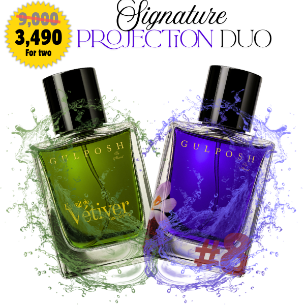 Gulposh Signature Projection Duo | Extrait de Parfum Set for Extreme Lasting Perfume | Vetiver & Amber Intense Combo